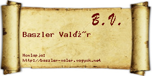 Baszler Valér névjegykártya